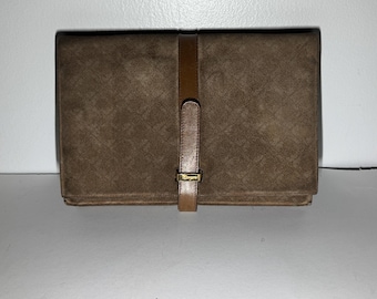 Bolso de hombro/bandolera vintage Salvatore Ferragamo Gancini de ante — Hecho en Italia, años 70-80