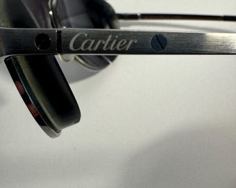 Montura de gafas Cartier Santos Dumont, estilo aviador vintage sin montura, color plata, para hombre, modelo AAB3676, fabricadas en Francia.