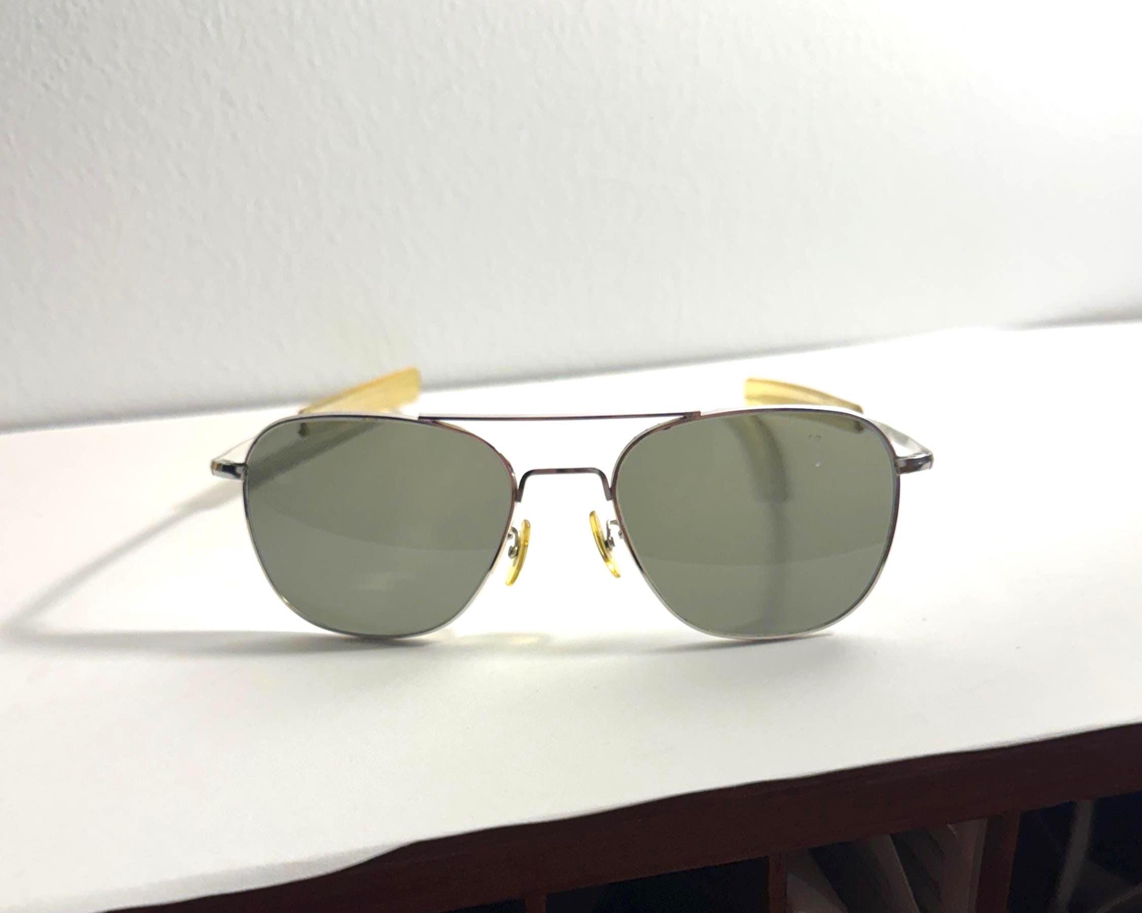 Vintage American Optical 5 1/2 Pilot Aviator Sunglasses Silver Frames Only American Optical Original Pilot 52mm Silver Frame Calobar  main image 3