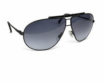 Gafas de sol de aviador Carrera 5401 vintage — Años 80, fabricadas en Alemania — Gris plomo degradado — Talla grande 64/09