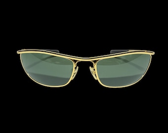 Gafas de sol vintage Bausch & Lomb Ray-Ban Olympian I con montura dorada, fabricadas en EE. UU. y lentes verdes.