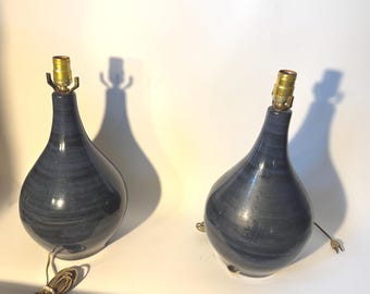 Gordon und Jane Martz für Marshall Studios 101 Tropfenlampen Königsblau/Marineblau Schwarz gestreifte Glasur