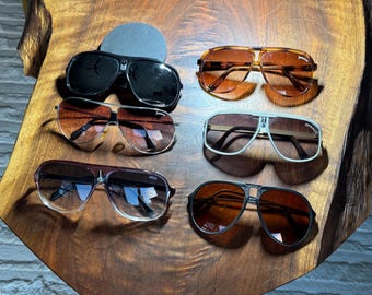 Lote de 6 gafas de sol vintage de los años 70 y 80: Aviator Shield, Jantzen, Turbo, Penta, estilo retro.