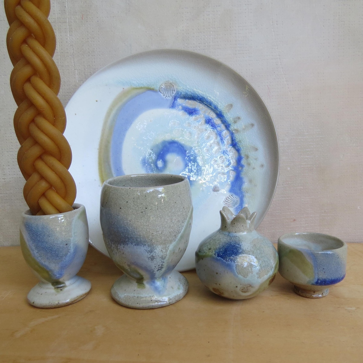 Ceramic Havdalah Set// Wood and Soda Fired - Etsy