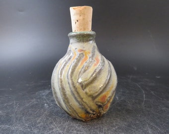 Small Ceramic Bud vase /perfume bottle, Wood/Soda Fired Handmade