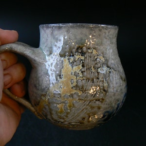 Ceramic Handmade Mug, 10 oz, wood and soda fired Pottery