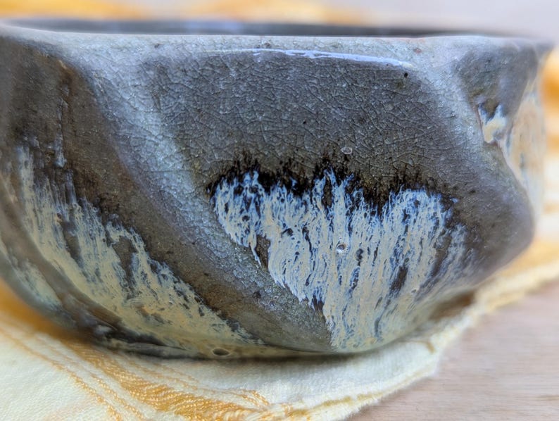 Ceramic Matcha Chawan Tea Bowl, Faceted Wood and Soda Fired Pottery - Etsy