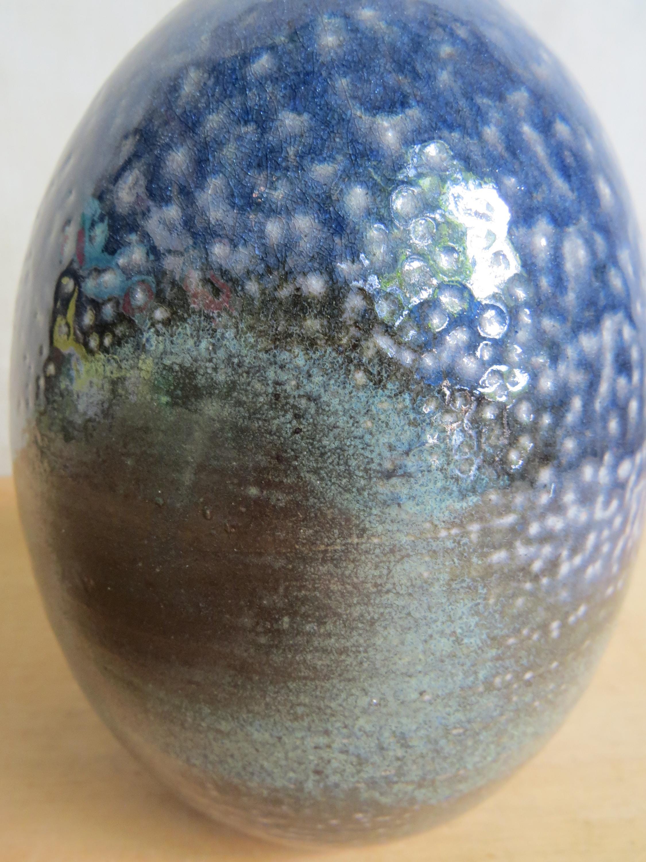 青い陶器のボトルの花瓶 - Etsy 日本