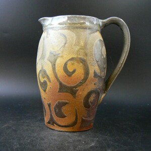 Ceramic Pitcher, 36 fl oz, wood and soda fired Pottery