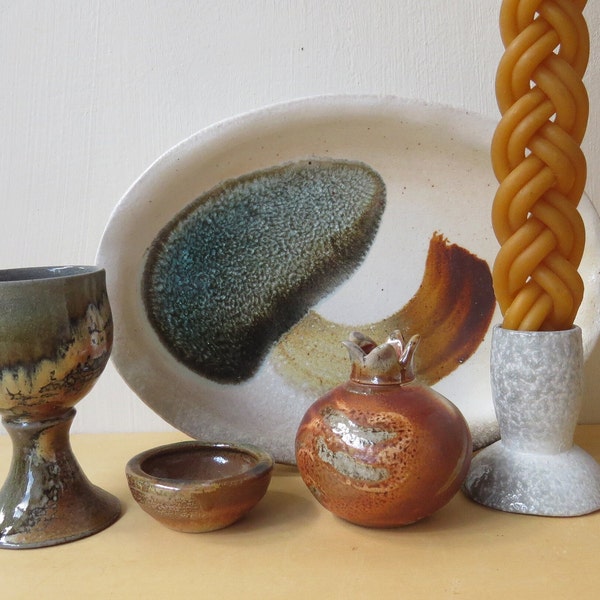 Ceramic Havdalah Set, Besamim Spice Box, Wood and Soda fired Pottery