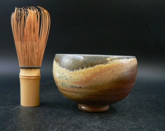Ceramic Tea Bowl Matcha Chawan, Wood Soda Fired Pottery, Japanese tea ceremony