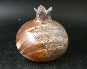 Art Pomegranate, Ceramic Havdalah Spice Box, wood and soda fired Pottery