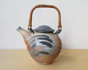 Ceramic Teapot, 25 oz  wood and soda fired, beautiful flashing "crusty" matt