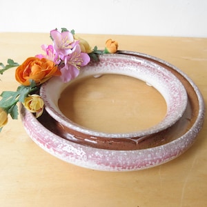 Ceramic Pansy Ring, Ikebana Vase, wood and soda fired, 8 inch Table Centerpiece