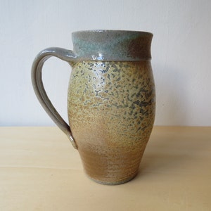 Oversize HUGE EXRA LARGE Ceramic Mug 28 Oz, 3 1/2 cups, wood and soda fired Pottery