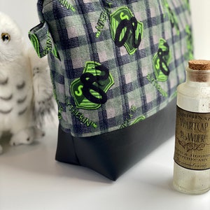 Green Plaid Flannel Bag, Large Tote for Women, Quilted Flannel, Black Plaid Flannel, Project Bag, Snake, Novelty Gift, Large Capacity