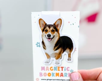 Black and Tan Corgi Magnetic Bookmark, Glossy Laminate Bookmark, Kids Gift