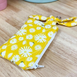 Gelbe Biene Schlüsselbänder Brieftasche, Stoff Schleife, Gesteppte Reißverschluss Tasche, Flache Reißverschluss Tasche Kleine Kartenhalter Brieftasche, Kosmetik Reise Tasche