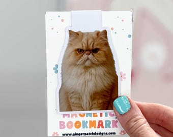 Cream Persian Cat Magnetic Bookmark - Glossy Photo Paper