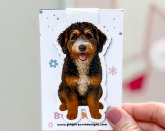 Brown Black Bernedoodle Dog Magnetic Bookmark