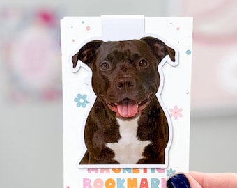 Pitbull Magnetic Bookmark, Black Pit Bull, Dog Bookmark