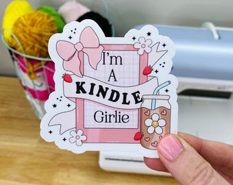 I'm a Kindle Girlie Sticker, Pink Bow Reading Sticker, Kindle Reading Stickers