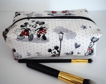 Trousse de maquillage Mickey et Minnie, grande pochette à fermeture éclair, sac Disney, trousse de toilette pour femme, trousse de voyage, sac à langer, trousse pour bébé, cadeaux pour femme