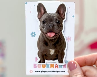 Gray Frenchie Dog Magnetic Bookmark