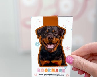 Rottweiler Magnetic Bookmark, Brown Black Rottie, Dog Bookmarks