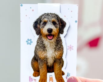 Merle Bernedoodle Dog Magnetic Bookmark