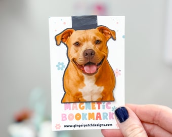 Pitbull Magnetic Bookmark, Tan White Pit Bull, Fawn Pit Bull Dog Bookmark
