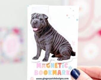 Gray Shar Pei Magnetic Bookmark, Sharpei Dog Bookmarks for Kids