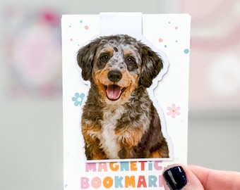Aussiedoodle Magnetic Bookmark, Blue Merle Aussie Doodle, Dog Bookmark