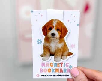 Bernadoodle Magnetic Bookmark, Tri-Color Doodle, Dog Bookmarks for Kids