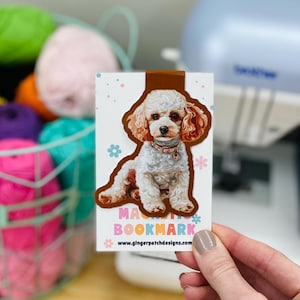 White Poodle Magnetic Bookmark, Tan Poodle, Dog Bookmarks, Poodle Bookmark