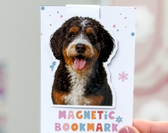 Tricolor Bernedoodle Dog Magnetic Bookmark