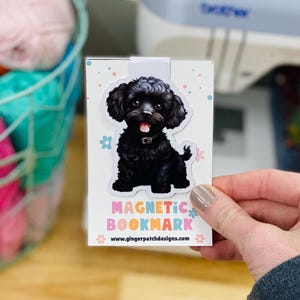 Black Poodle Magnetic Bookmark, Poodle Puppy, Dog Bookmarks for Kids