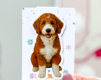 Red Bernedoodle Dog Magnetic Bookmark