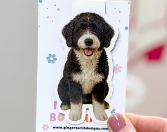 Black & White Bernedoodle Dog Magnetic Bookmark