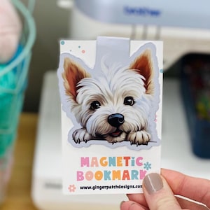 Westie Magnetic Bookmark, West Highland Terrier, White Westie, White Terrier, Dog Bookmarks