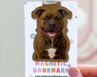 Brindle Pit Bull Dog Magnetic Bookmark