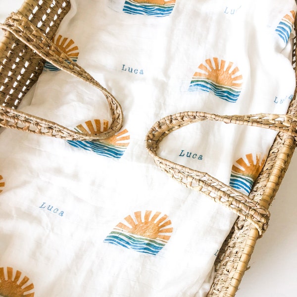 Bamboo Swaddle Blanket (Boho Surf Print) main image 0