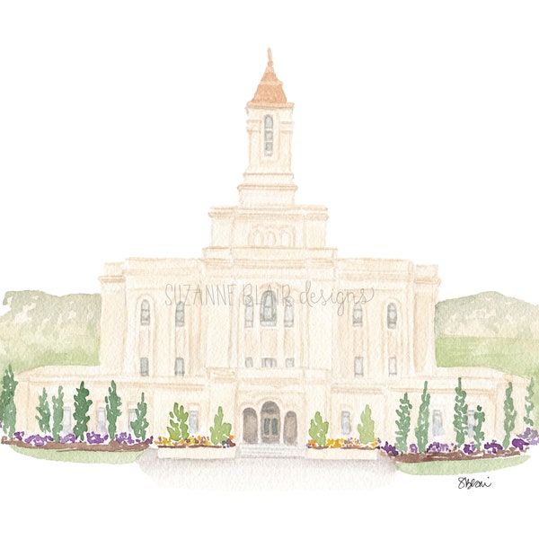 Deseret Peak Tooele LDS Temple Watercolor Digital Download