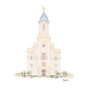 Cedar City LDS Temple Watercolor Digital Download