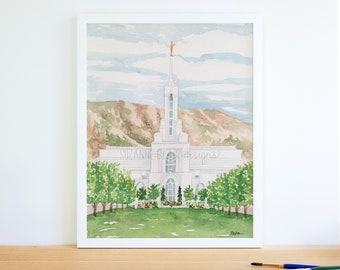Mt. Timpanogos Utah Temple Watercolor Print
