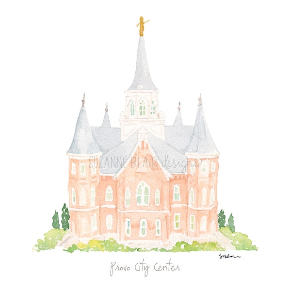 Provo City Center Tempel Aquarell Digital Download