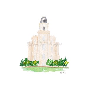 Manti, Utah LDS Temple Watercolor Digital Download