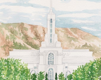 Mt. Timpanogos Watercolor LDS Temple Digital Download