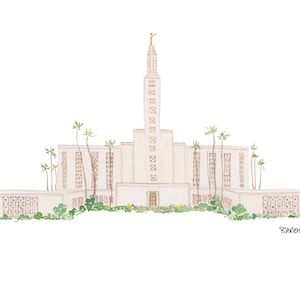 Download digital de aquarela do Templo SUD de Los Angeles