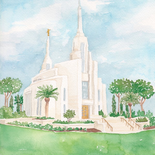 Rome Italy Watercolor LDS Temple Digital Download Realistic